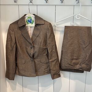 Tahari Taupe/Brown Blazer and Pants Ensemble